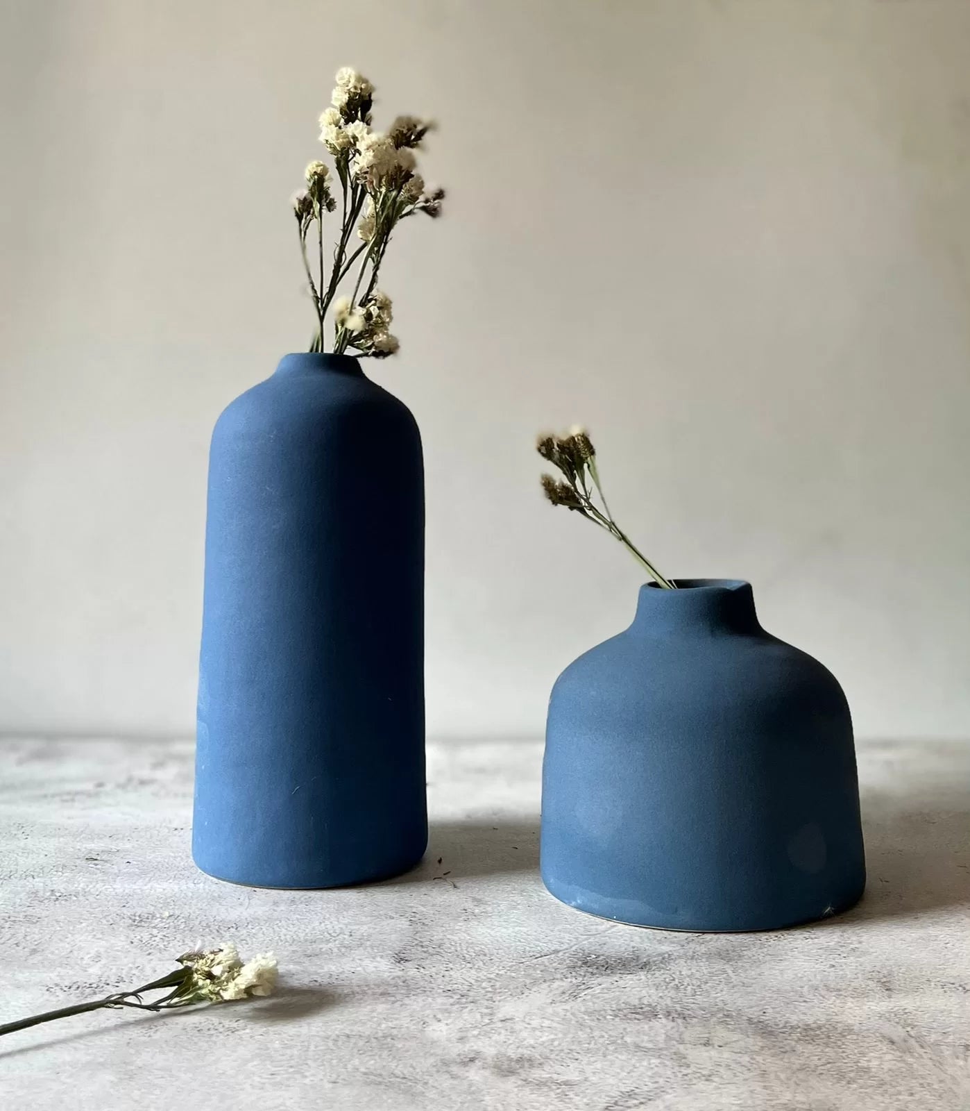 Matte Clay Vases- Blue (Set of 2)