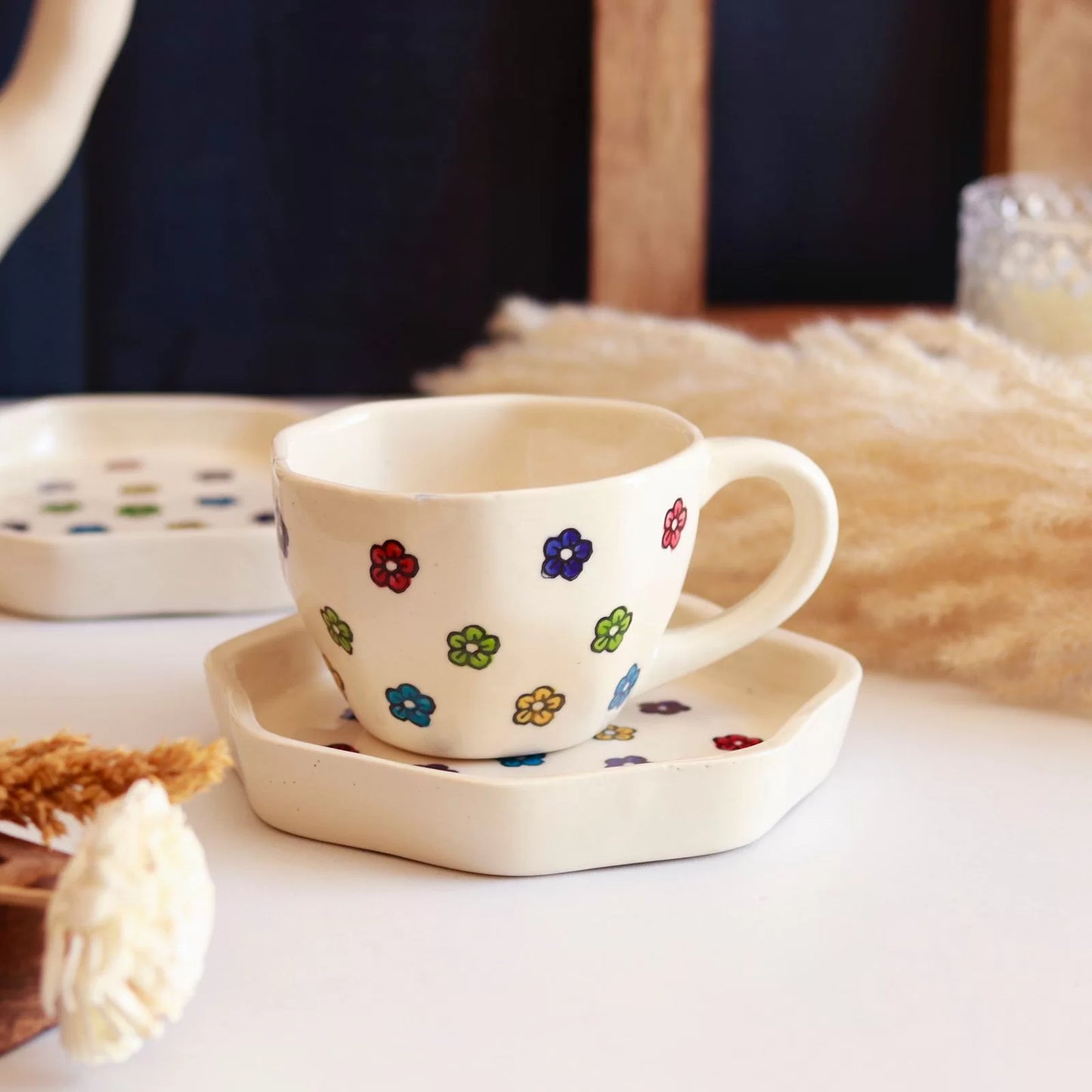 Hand Painted Breakfast Set- Flower