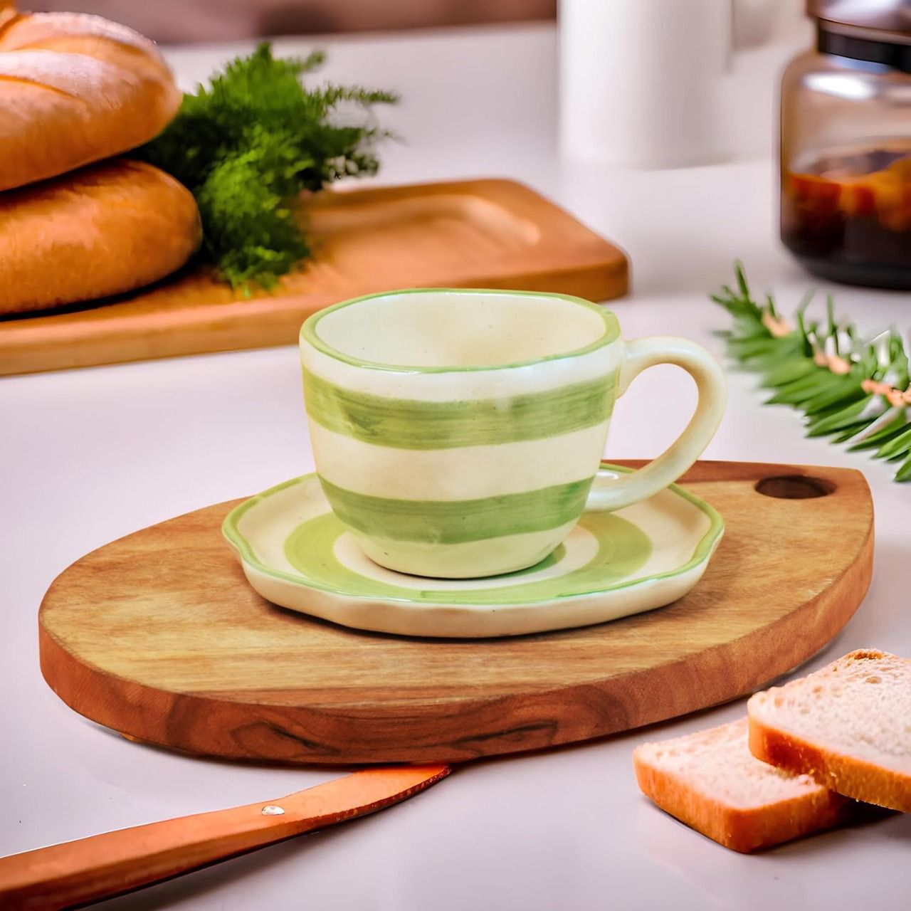 Green Sripes Breakfast Set