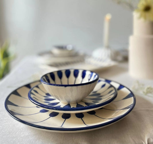 Craftribal Blue Spokes Collection- Dinner Set Serving of 1